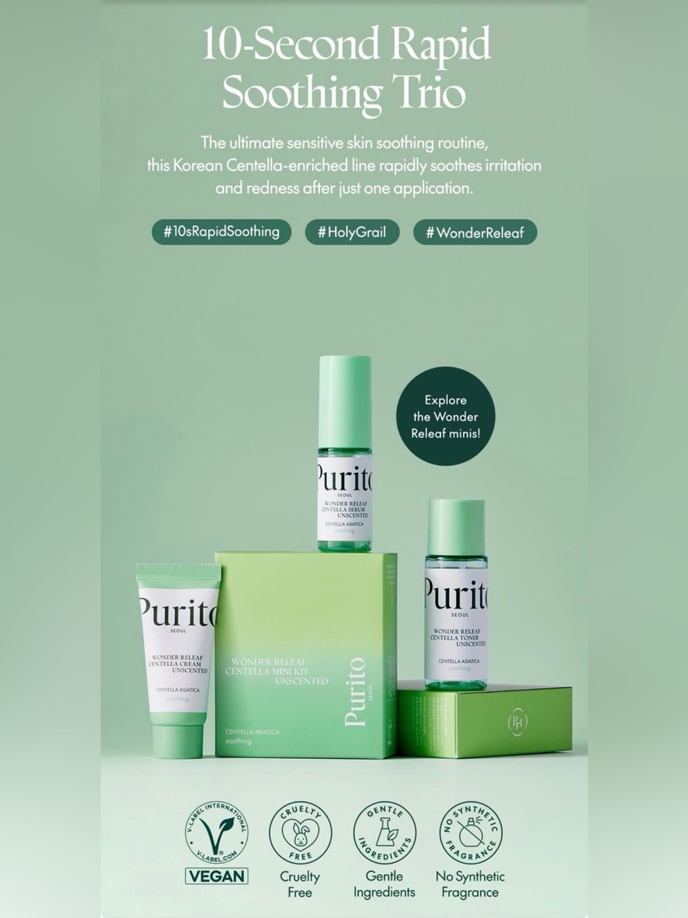 Purito SEOUL - Wonder Releaf Centella Mini Kit Unscented - NIB - One Kit